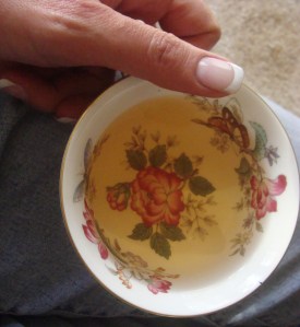 Tea is almost always enjoyed in well-faded jeans.