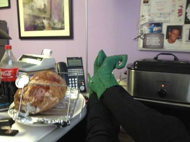 Silly shoe season, stupid sweater season, and good eating time have converged. Not a lot a work is going to get done today.