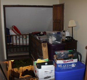 The upstairs hallway still looks like this and will for some time to come, but the entire house looked like this in July!