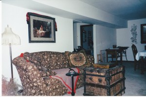 The old sofa with a cushion so threadbare I took to covering it with an afghan my great-grandmother made.