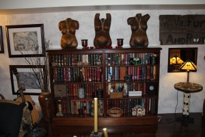 candles on the bookcase