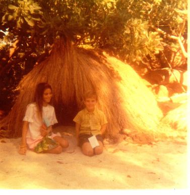doug and me grass hut